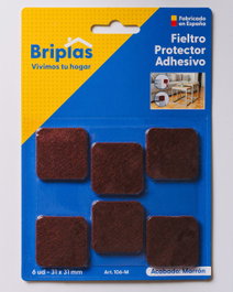 BRIPLAS Fieltro Adhesivo Cuadrado 31x31 mm Marrón, 6 Unidades