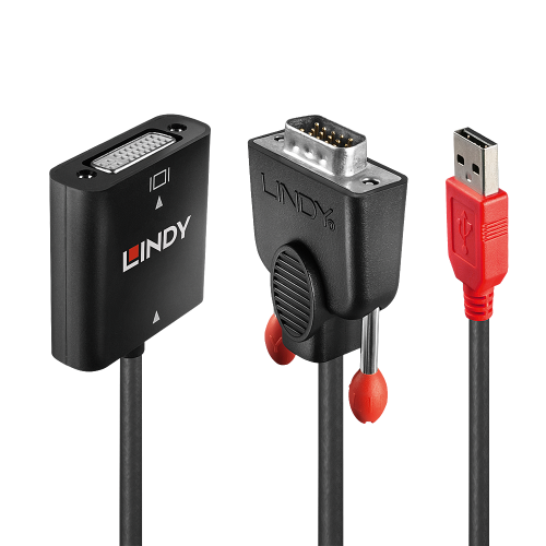 LINDY 38184 Adaptador de VGA a DVI-D con alimentación USB