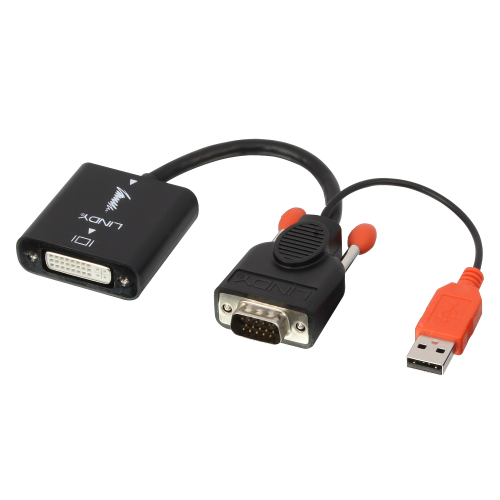LINDY 38184 Adaptador de VGA a DVI-D con alimentación USB