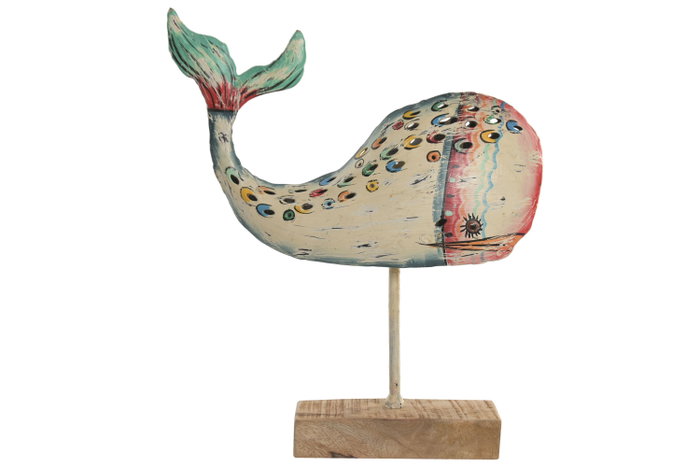 DKD Home Decor Decoración de Hierro Ballena Pintada