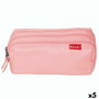 Enri Estuche de 3 Cremalleras Poliéster Rosa