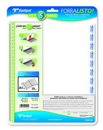 SADIPAL Forro Ajustable Transparente 28,5 x 52 cm de 5 unidades