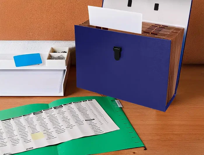 Liderpapel Maletín Clasificador con Fuelle y Asa Azul de 19 Departamentos Liderpapel Maletín Clasificador con Fuelle y Asa Azul de 19 Departamentos
