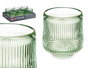 Giftdecor Portavela Círculo Raya Pequeño Verde 7.5 x 7.8 x 7.5 cm Cristal (Set de 12)