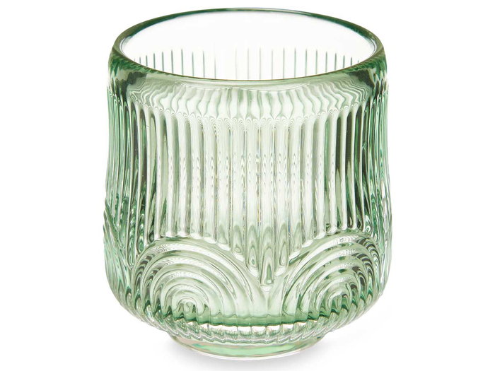 Giftdecor Portavela Círculo Raya Pequeño Verde 7.5 x 7.8 x 7.5 cm Cristal (Set de 12)