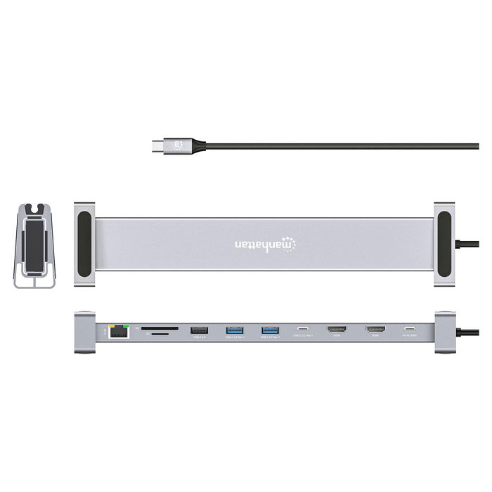 MANHATTAN Docking Station USB-C 10-en-1 4K con 2x HDMI PD MANHATTAN Docking Station USB-C 10-en-1 4K con 2x HDMI PD