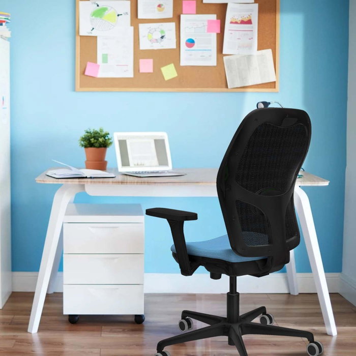 PIQUERAS Y CRESPO Silla de oficina Jorquera con mecanismo Sincro/Traslack, Amarillo y Azul PIQUERAS Y CRESPO Silla de oficina Jorquera con mecanismo Sincro/Traslack, Amarillo y Azul