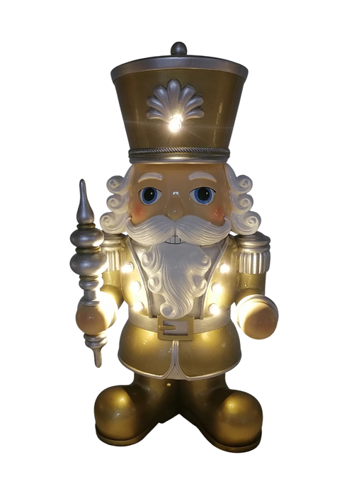 DKD Home Decor Figura LED de Cascanueces de Resina, Surtido de 2 Unidades, Dorado y Rojo