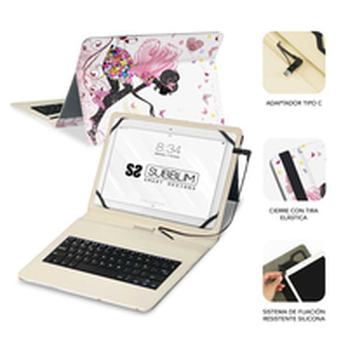 Subblim Keytab USB 11 pulgadas Funda con Teclado Hadas
