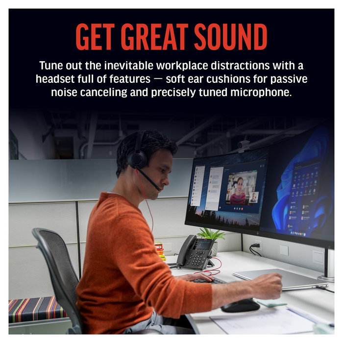 HP Poly Blackwire 5210 Auriculares de Diadema Monoaural para Oficina, USB-C + Conector 3.5 mm + Adaptador USB-C/A, Negro, 207577-201