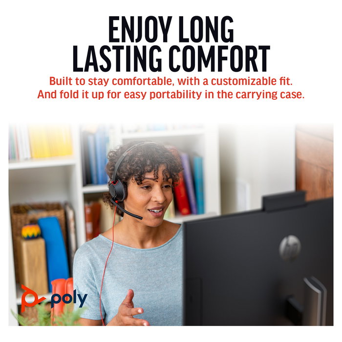 HP Poly Blackwire 5210 Auriculares de Diadema Monoaural para Oficina, USB-C + Conector 3.5 mm + Adaptador USB-C/A, Negro, 207577-201