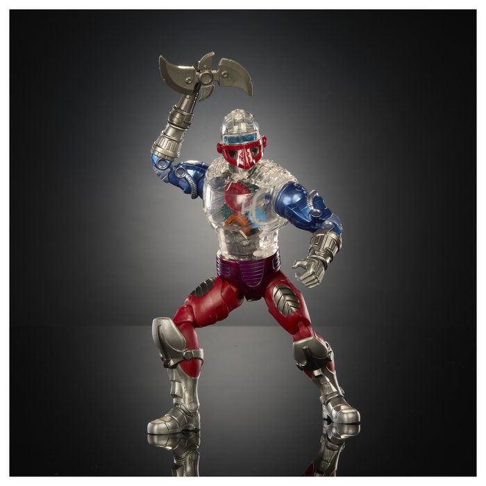 Mattel Masters of the Universe Masterverse New Eternia Roboto Figura de Acción Coleccionable 7 Pulgadas 30 Puntos Articulación Transparente Incluye Accesorios