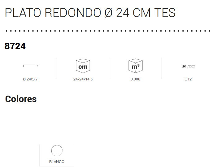 PLASTIKEN Platón Redondo Serie TES 24 cm Blanco