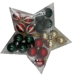 DKD Home Decor Set de 20 Bolas de Decoración Navideña Verde y Rojo