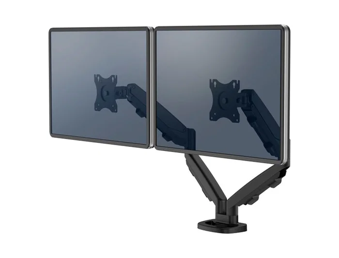 Fellowes Soporte Doble de Monitor Eppa 9683401, Brazo de Pinza/Atornillado para 2 Pantallas hasta 39", 8 kg, Negro