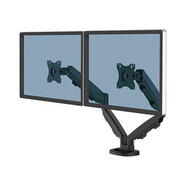 Fellowes EPPA 9683401 Soporte de Monitor Doble, Negro, Montaje de Pinza/Atornillado, Ajuste de Altura, Negro