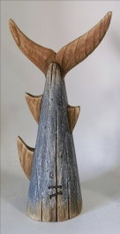 DKD Home Decor Figura de Madera Reciclada Cola de Tiburón Gris