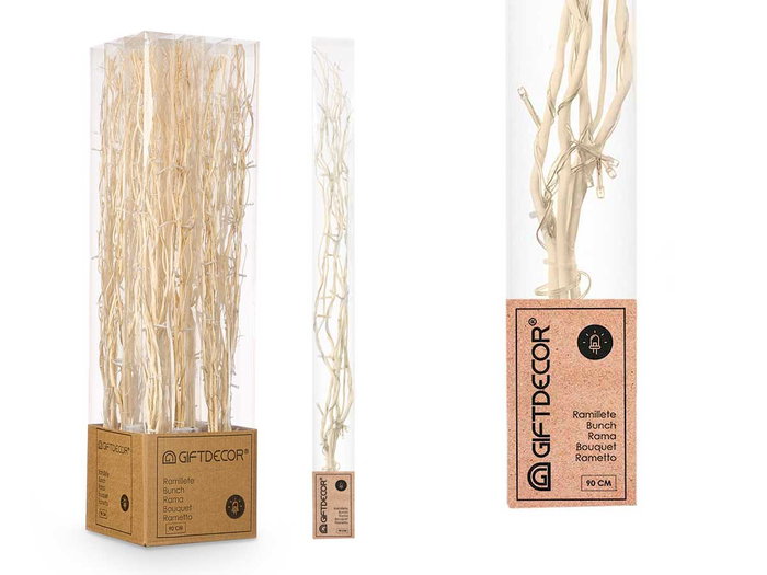 Giftdecor Ramillete de Varas Natural con 30 Leds, 90 cm (Set de 12)