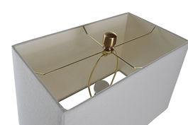 DKD Home Decor Lámpara de Sobremesa Oriental en Estilo Chino Japonés, Blanco y Dorado, de Mármol y Metal, 40 x 23 x 62 cm