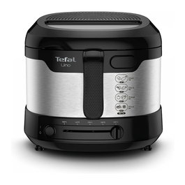Tefal Uno M FF215D30 Freidora de Aire 1.8 L 1600 W Negro y Acero Inoxidable con Pantalla y Capa Antiadherente - Capacidad 1 kg, Temperatura 150-190 °C