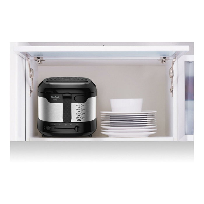 Tefal Uno M FF215D30 Freidora de Aire 1.8 L 1600 W Negro y Acero Inoxidable con Pantalla y Capa Antiadherente - Capacidad 1 kg, Temperatura 150-190 °C