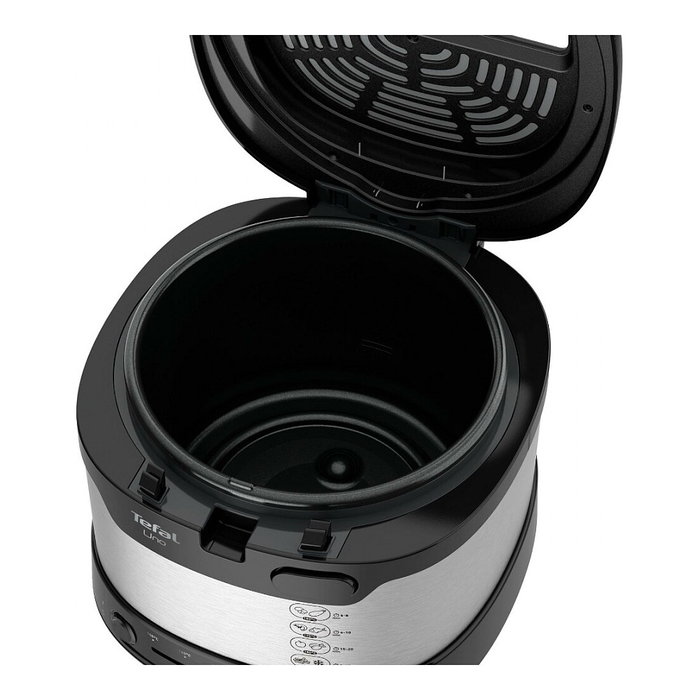 Tefal Uno M FF215D30 Freidora de Aire 1.8 L 1600 W Negro y Acero Inoxidable con Pantalla y Capa Antiadherente - Capacidad 1 kg, Temperatura 150-190 °C