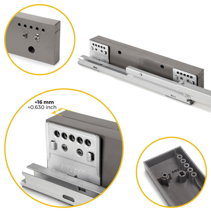 Emuca Juego de 2 distanciadores laterales para bastidor Quartz, Plástico, Titanio, 2 ud