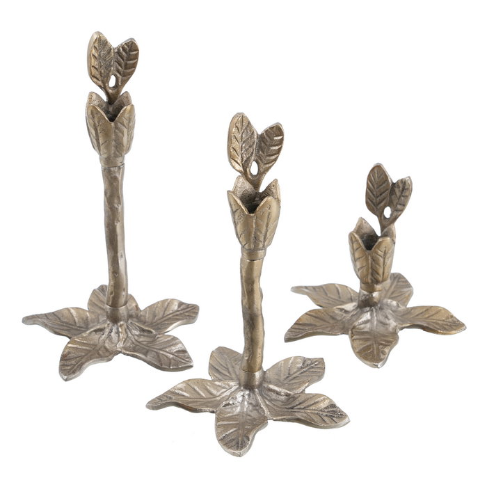 Portavelas Oro Aluminio Decoración 14 X 14 X 20 cm (Set de 2)