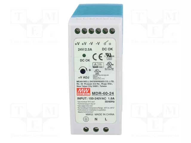 MEAN WELL MDR-60-24 Alimentador de impulso 60W 24VDC