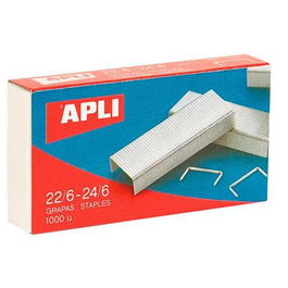 Apli Grapas galvanizadas 22-6 - 24-6, acero Ø 0,53 mm, caja de 1000 unidades