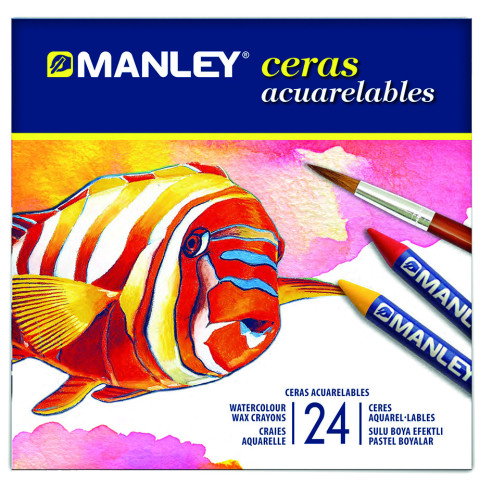 Manley Lápices de cera acuarelables, 24 unidades colores surtidos