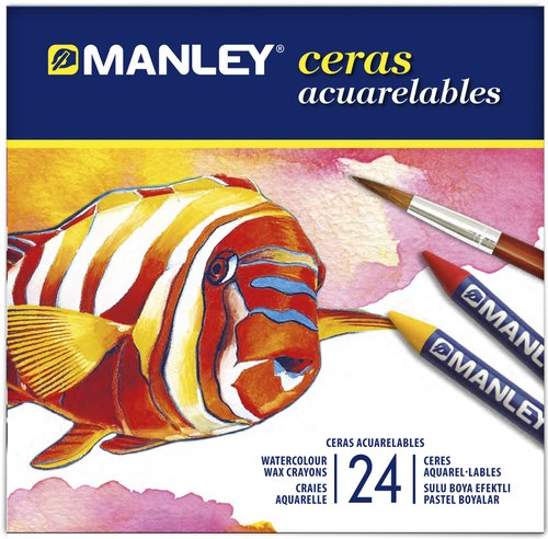 Manley Lápices de cera acuarelables, 24 unidades colores surtidos