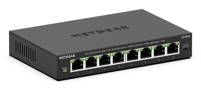 Netgear GS308E Switch de Red Gestionado L2/L3 Gigabit Ethernet 8 Puertos (10/100/1000) Full Duplex Negro