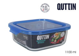 Quttin Fiambrera Cuadrada con Tapa Azul 18.5 x 18.5 cm (6 Unidades)