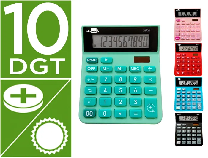 Liderpapel Calculadora Sobremesa XF25 10 Dígitos Solar y Pilas 12.7x10.5x2.4 cm Expositor 10 Unidades Liderpapel Calculadora Sobremesa XF25 10 Dígitos Solar y Pilas 12.7x10.5x2.4 cm Expositor 10 Unidades