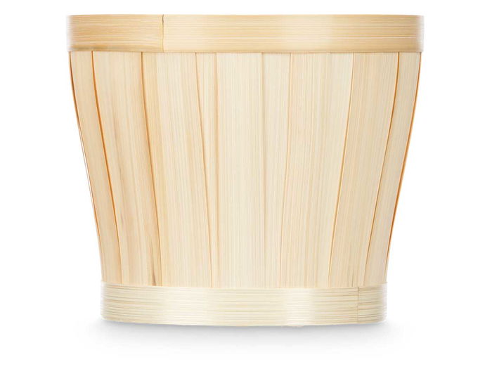 Ibergarden Cubre Macetas Redondo Bambu y Plastico Natural 19 x 16 x 19 cm (Set de 24)