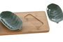DKD Home Decor Aperitivo Tropical Verde Oscuro Porcelana Bambú Hojas Relieve Set 4 Piezas 10.5 x 28.4 cm