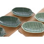 DKD Home Decor Set de 4 Bandejas de Aperitivo de Porcelana Green Leafs 24
