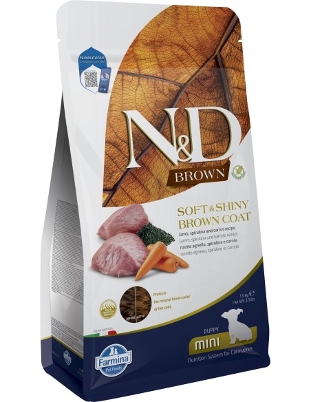 Farmina N&D Brown Dog Cachorro Mini Cordero, Espirulina y Zanahoria 1,5 kg