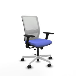 PIQUERAS Y CRESPO Silla de oficina Haches con mecanismo Sincro/Traslack, Azul claro y Blanco