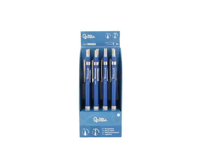 Liderpapel Portaminas Colección 4 con clip y sacapuntas 2 mm azul Liderpapel Portaminas Colección 4 con clip y sacapuntas 2 mm azul