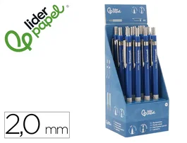 Liderpapel Portaminas Colección 4 con clip y sacapuntas 2 mm azul
