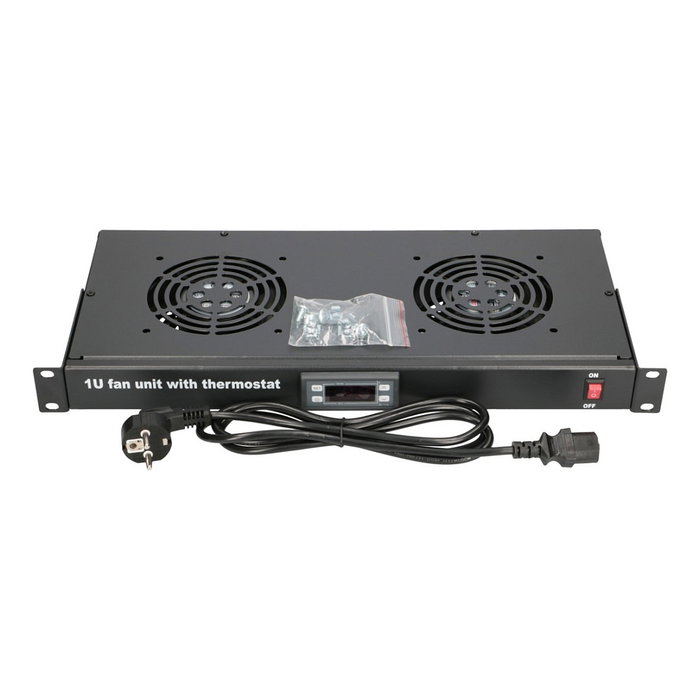 Extralink Panel de ventilación de 19 pulg con 2 ventiladores y termostato