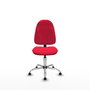 Silla de oficina Algarra con mecanismo Contacto permanente básico tapizada con Tela color Rojo. Equipada con Base cromada, Sin brazosy Topes