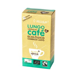 Alternativa 3 Café Longo 10 Cápsulas Biodegradables Eco para Nespresso Comercio Justo Vegano Tueste Natural