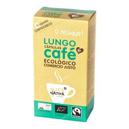 Alternativa 3 Café Longo 10 Cápsulas Biodegradables Eco para Nespresso Comercio Justo Vegano Tueste Natural