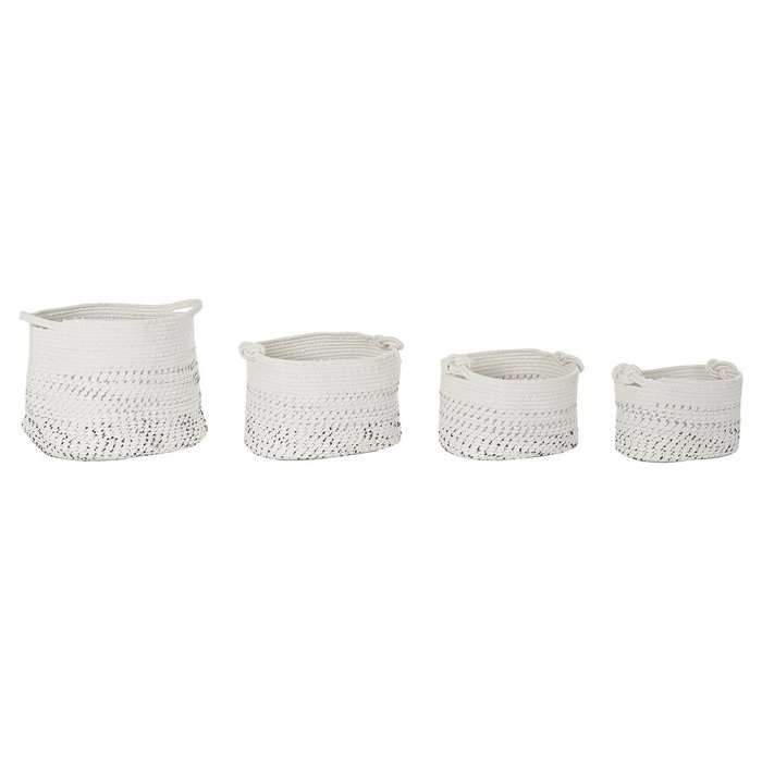 DKD Home Decor Set de 4 Cestas de Algodón Blanco 36x36x33 cm
