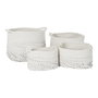 DKD Home Decor Set de 4 Cestas de Algodón Blanco 36x36x33 cm