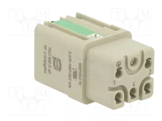 HARTING Conector Hembra Han Q HDC de 6 Pines