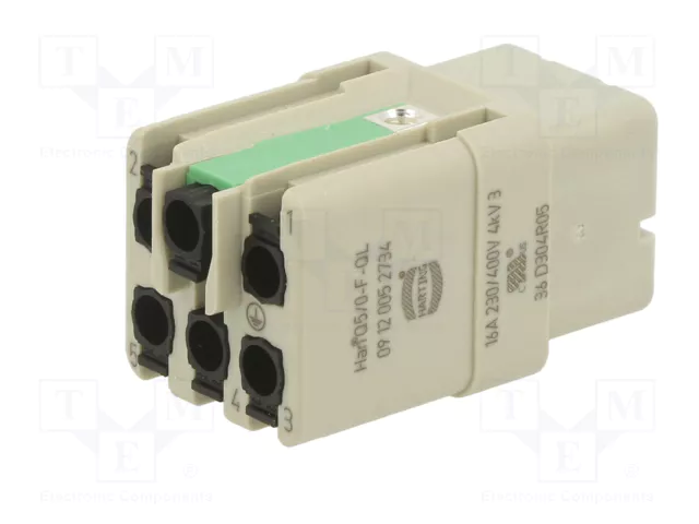 HARTING Conector Hembra Han Q HDC de 6 Pines